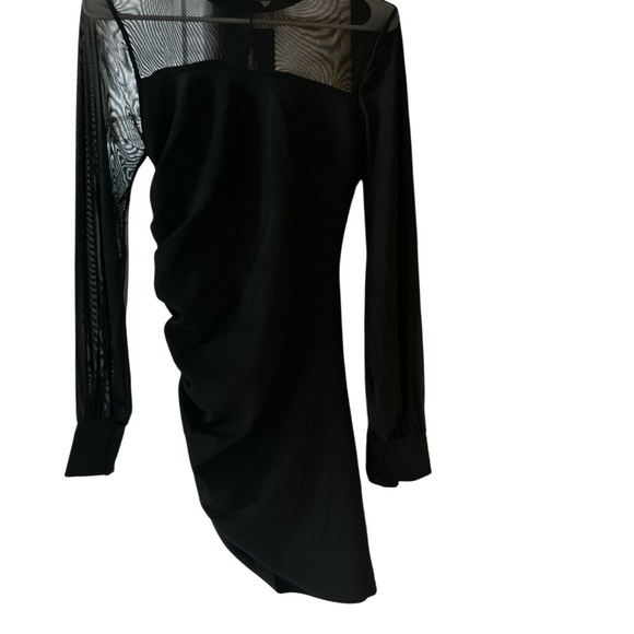 NWT PrettyLittleThing Mesh Panel Black Mini Dress Size 8 - Picture 3 of 4